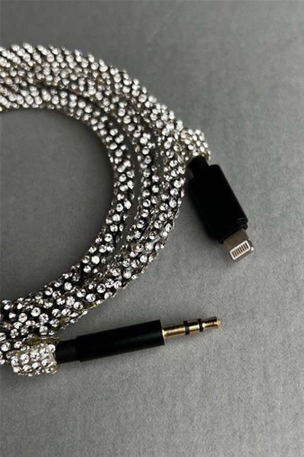 Gümüş Taşlı AUX kablo & Apple